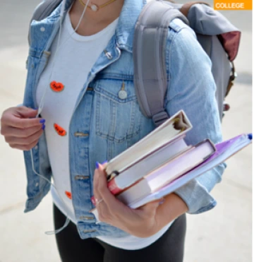 Student with backpack and books